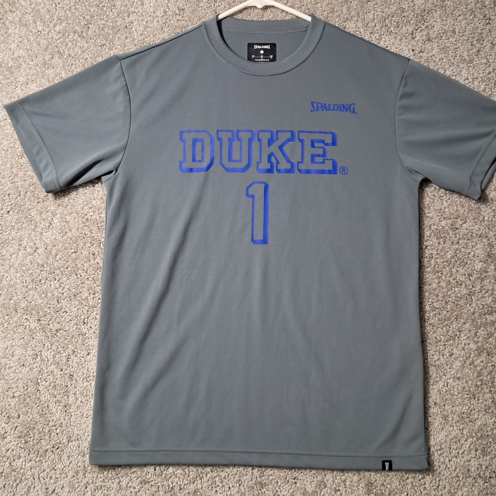 Duke Spalding Gray Men's US Medium Shirt with Blue Print Sample